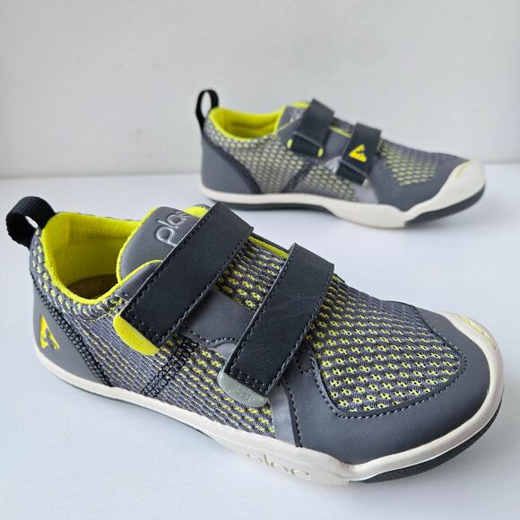 Plae NEW Kids TY Eco Poly Sneaker Shoes Gray Yellow Size US 1 EU 32 Unisex - Picture 5 of 14